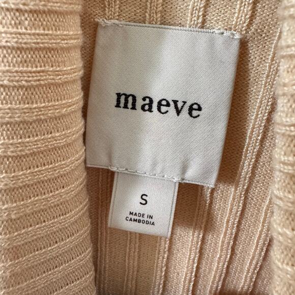 Anthropologie Maeve Faux-Fur Cuff Ribbed Turtleneck Sweater Cream Size S - Picture 10 of 11